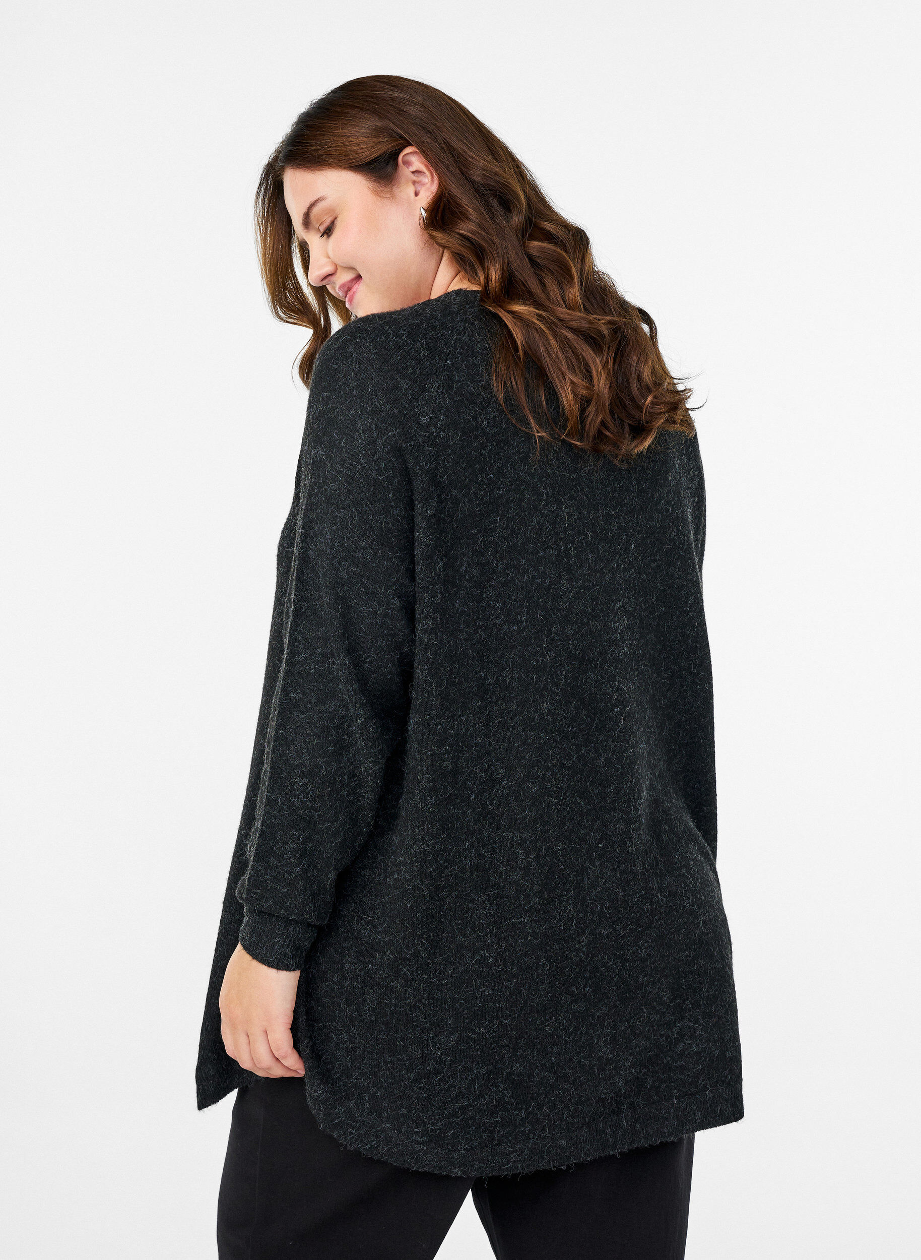 Zizzi Pitk&auml; neulepusero pallonapeilla, Harmaa, Model image number 2