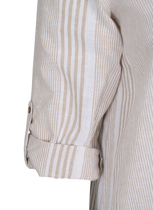 Puuvillasta ja pellavasta valmistettu raidallinen mekko, White Taupe Stripe, Packshot image number 3