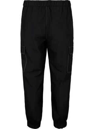 Cargo-housut, joissa on kontrastiset ompeleet, Black, Packshot image number 1