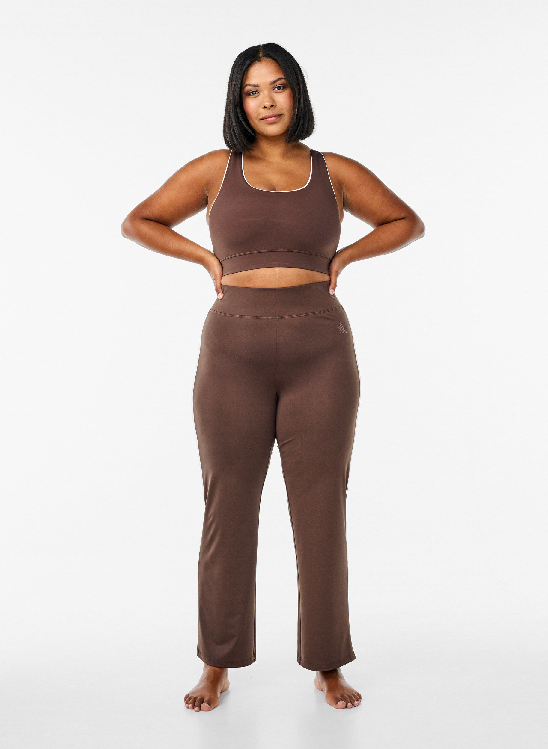 Zizzi Racerback-urheilurintaliivit kontrastia tuovilla tereill&auml;, Ruskea, Model image number 1