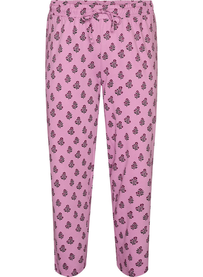 Puuvillapjama -housut korkealla vy&ouml;t&auml;r&ouml;ll&auml;, Vaaleanpunainen, Packshot image number 0