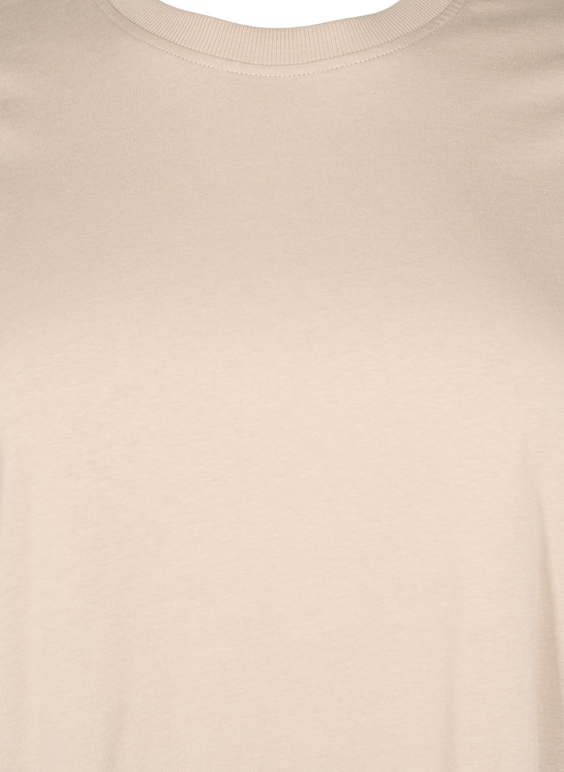 ZizziPuuvillainen perus-T-paita, jossa on py&ouml;re&auml; kaula-aukko, Beige, Packshot image number 2