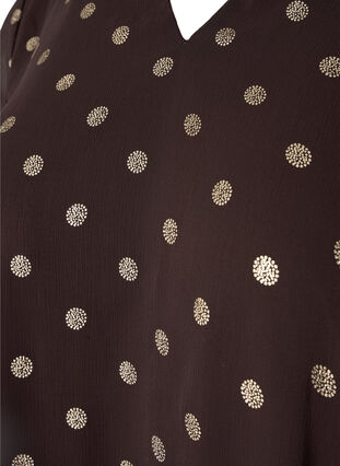 Kuosillinen pusero, jossa on v-pääntie, Fudge/Gold Dots, Packshot image number 2