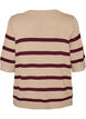 Raidallinen neulepaita lyhyill&auml; hihoilla, Beige, Packshot image number 1