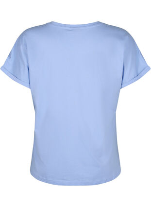 Luomupuuvillasta valmistettu T-paita broderie anglaise -reunuksella, Serenity, Packshot image number 1