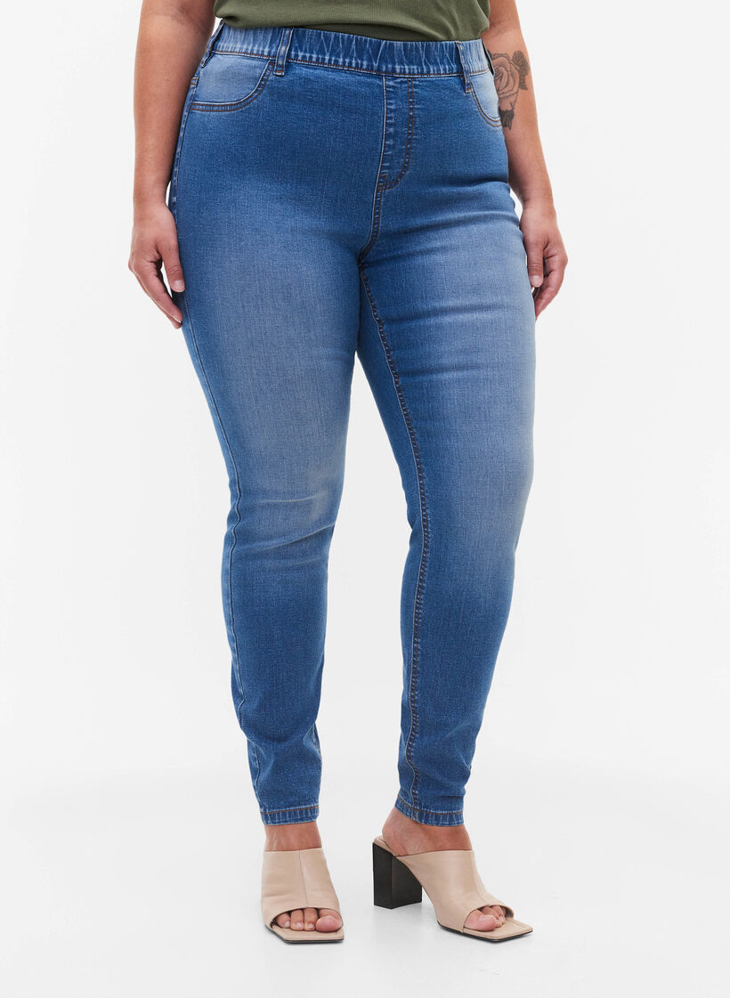 Farkkulegginsit takataskuilla, Blue denim, Model image number 2
