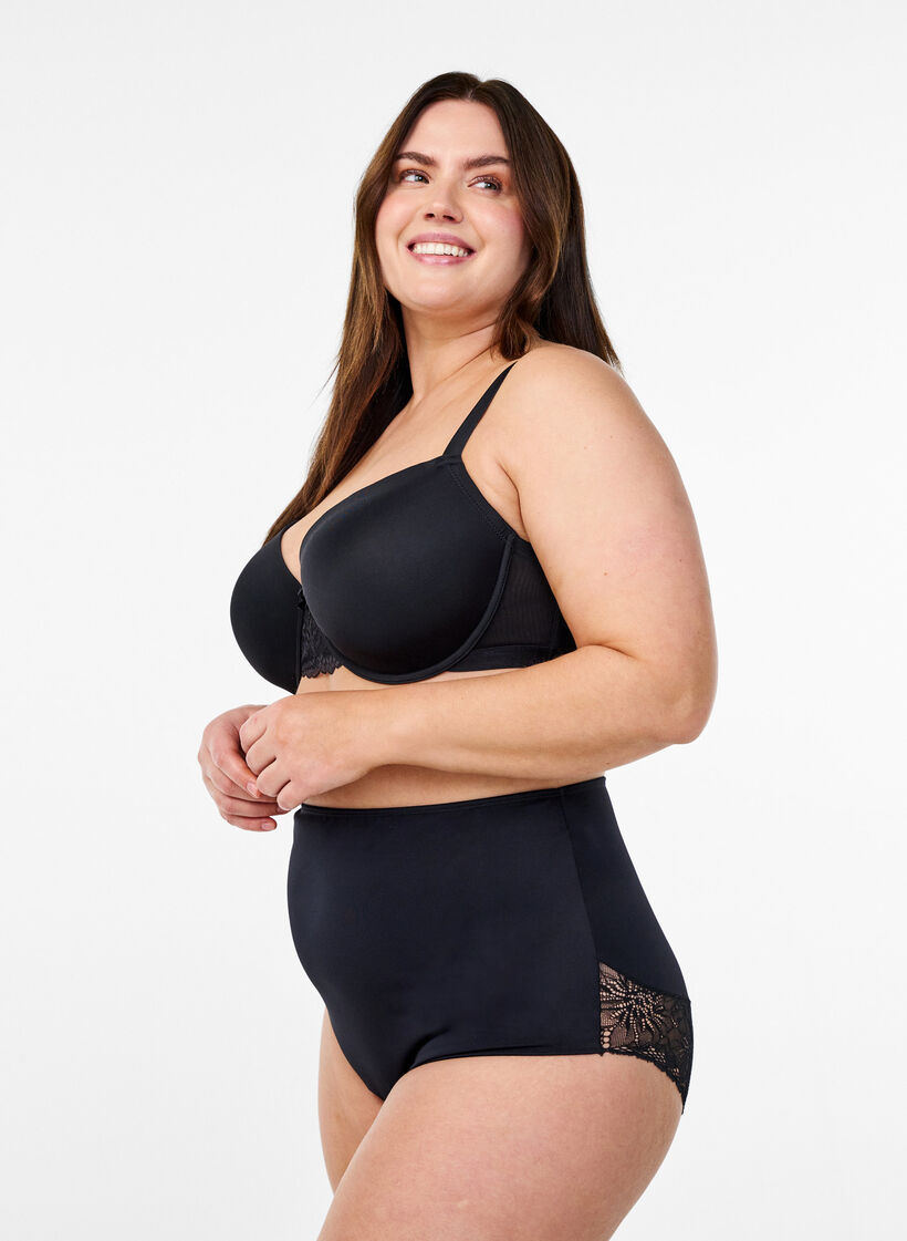 Muotoilevat mikrokuitualushousut superkorkealla vyötäröllä, Musta, Model image number 0