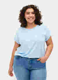 Lyhythihainen t-paita puuvillasekoitteesta, Chambray Blue , Model