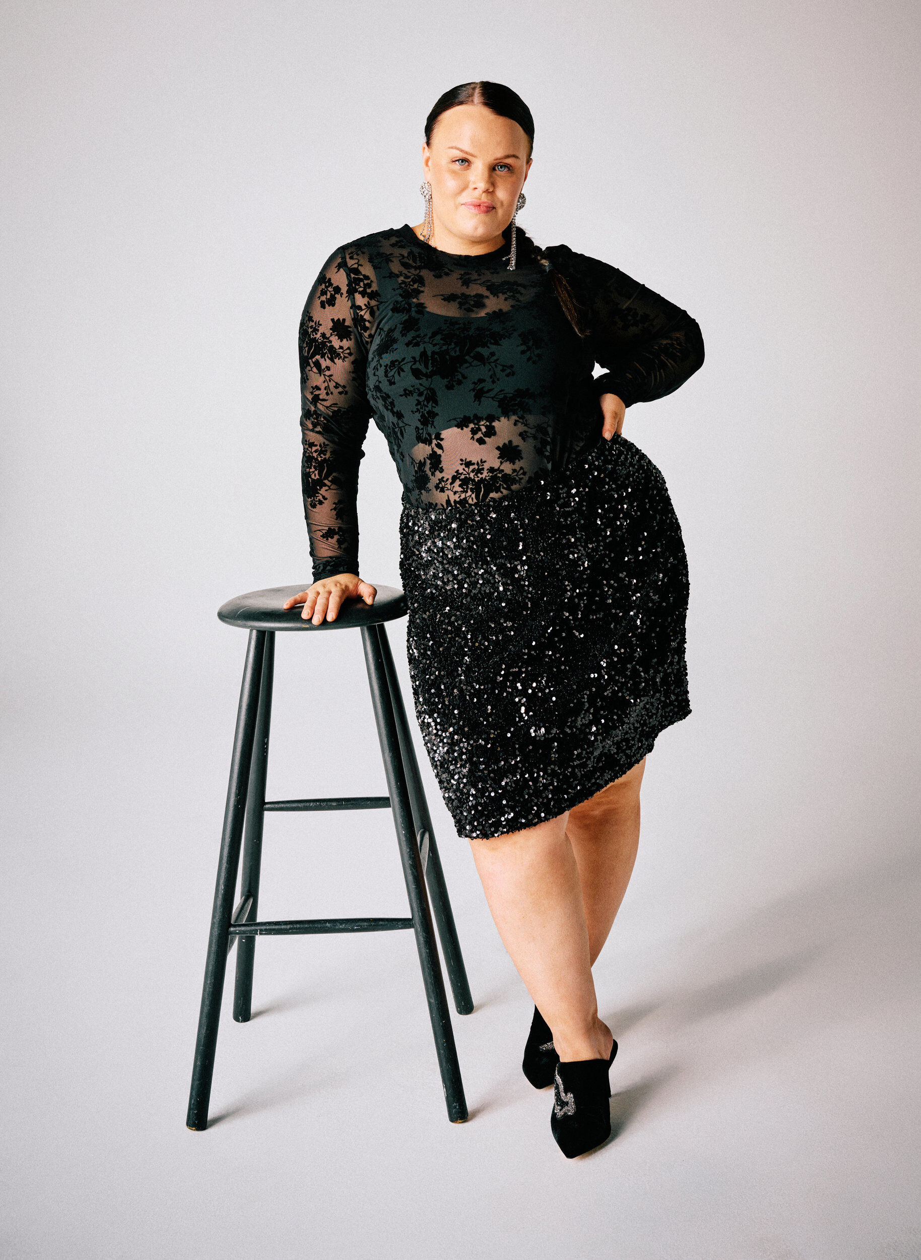 Zizzi Mesh-pusero kukkakuviolla, Musta, Image image number 0