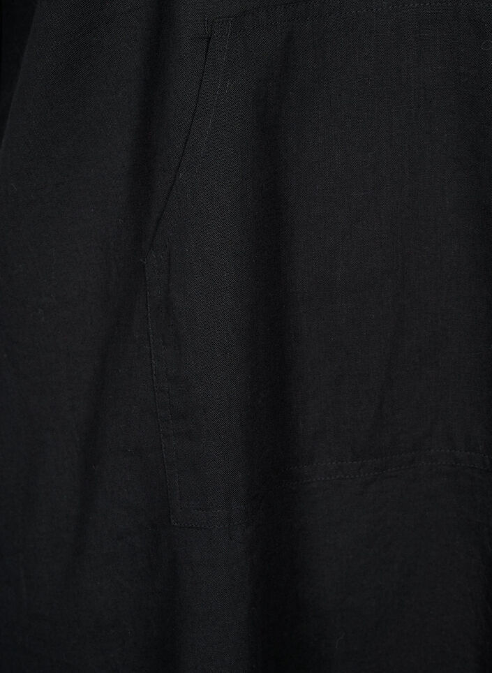 Puuvillan ja pellavan sekoitteesta valmistettu hupullinen mekko, Black, Packshot image number 3
