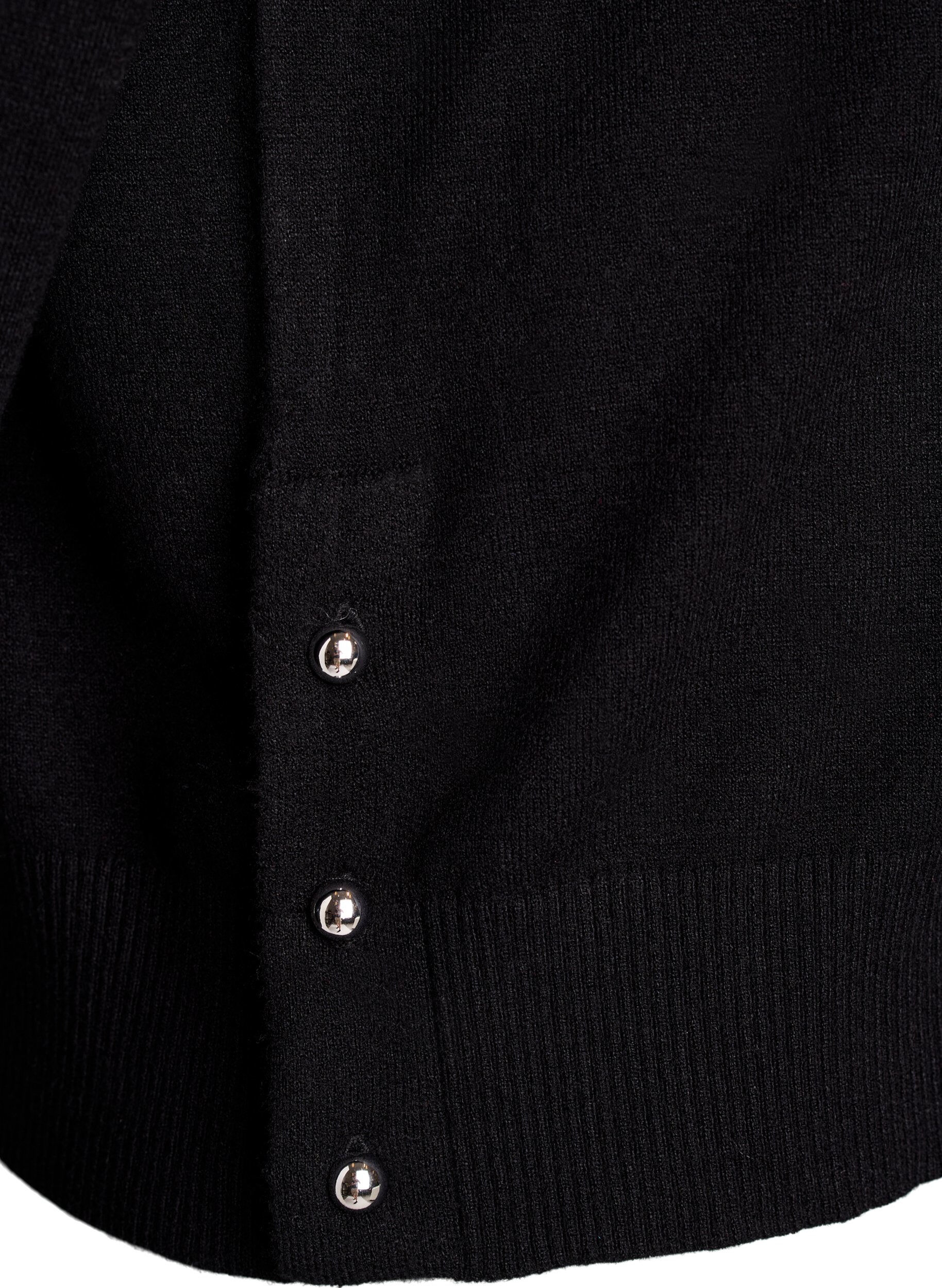 Zizzi Neulepusero korkealla kauluksella ja sivunapeilla, Musta, Packshot image number 3