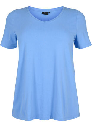 Yksivärinen perus t-paita puuvillasta, Blue Bonnet, Packshot image number 0