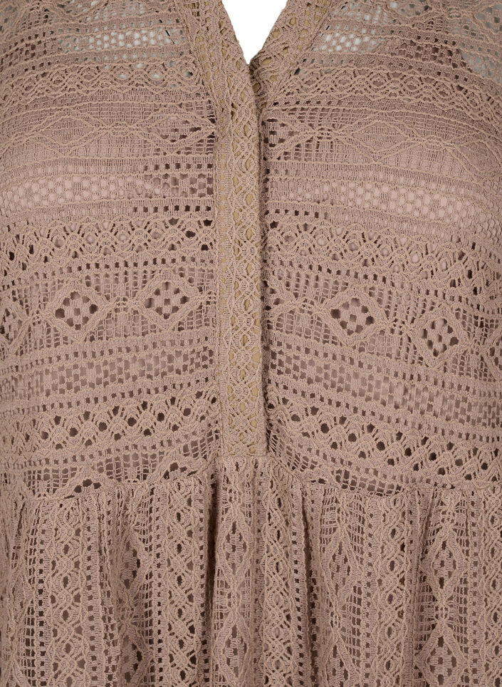 Lyhyt pitsimekko, jossa 3/4 hihat, Fossil , Packshot image number 2