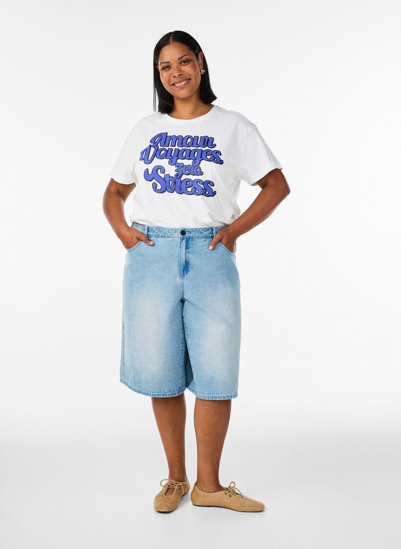 100% puuvillainen T-paita lyhyill&auml; hihoilla ja printill&auml;, Valkoinen, Model image number 1