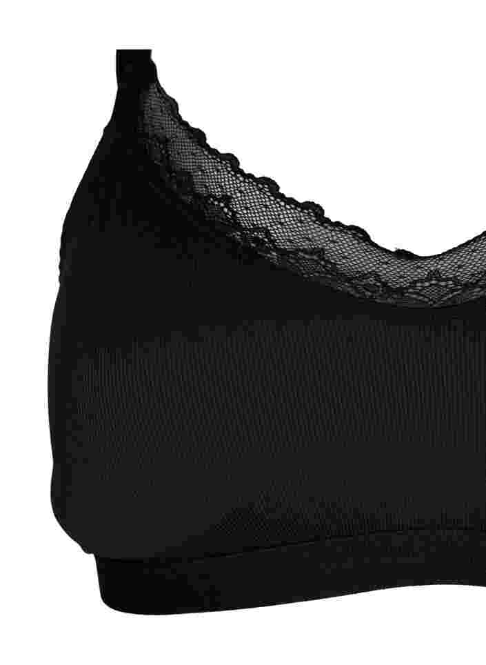 Ribatut rintaliivit pitsillä, Black, Packshot image number 2