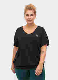Yksivärinen t-paita v-pääntiellä treeniin, Black, Model