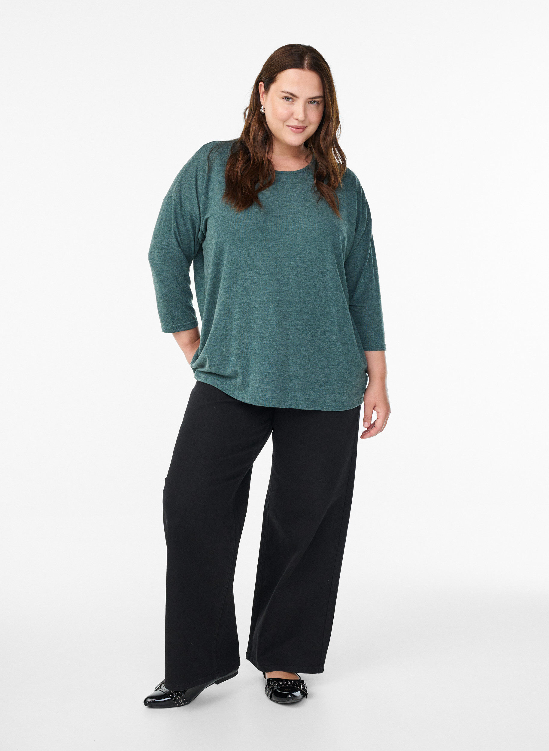 ZizziJersey -pusero 3/4-hihoilla, Vihre&auml;, Model image number 1