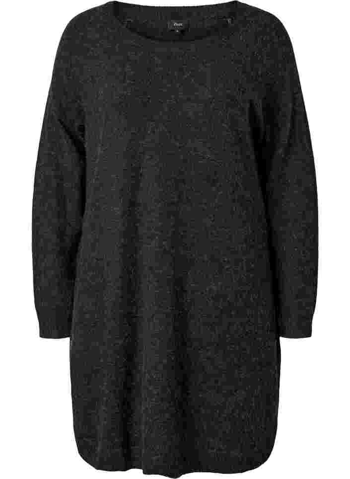 Meleerattu neulemekko napeilla, Dark Grey Melange, Packshot image number 0