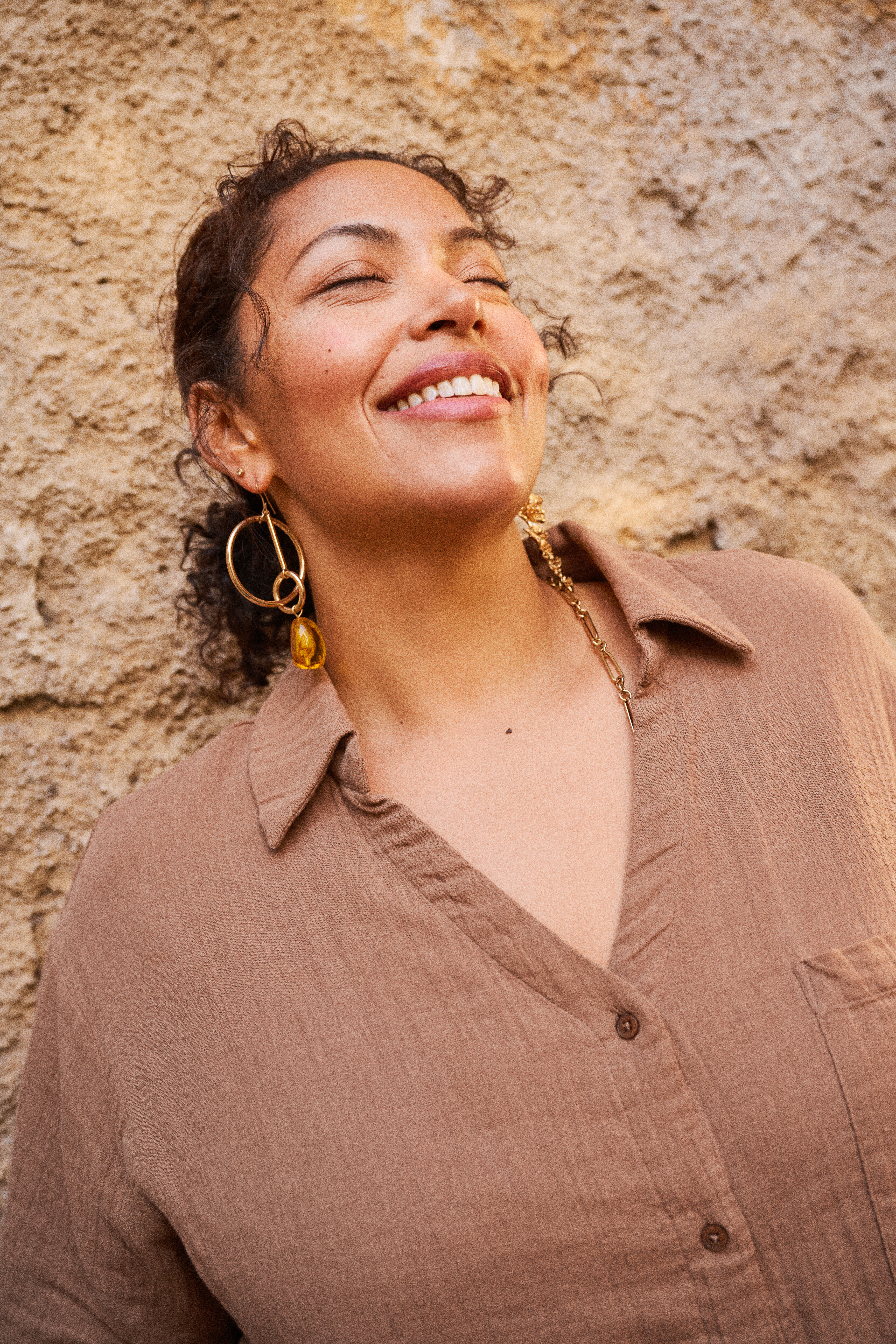 Zizzi Ruskea setti puuvillamusliinista, , Model