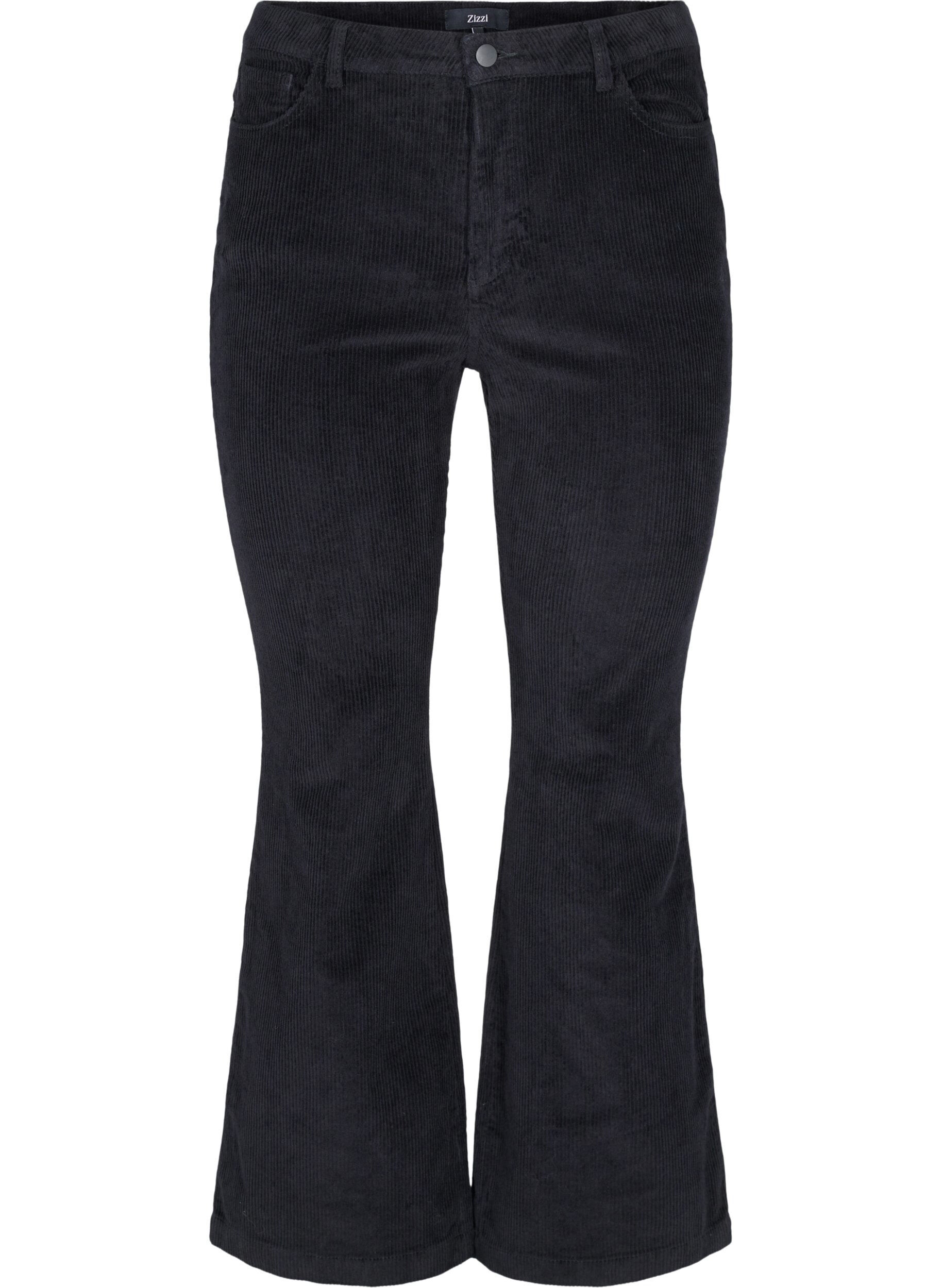 Zizzi Bootcut samettihousut, Black, Packshot image number 0