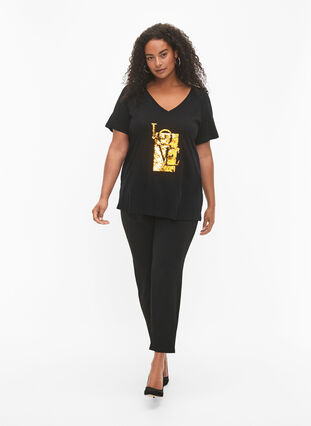 Puuvillainen t-paita, jossa on paljetteja, Black w. Love, Model image number 2