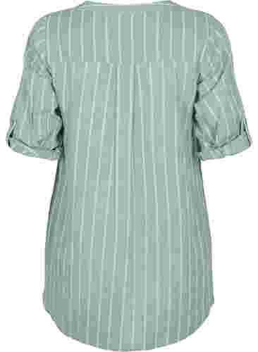 Raidallinen paita v-aukolla, Balsam Green Stripe, Packshot image number 1