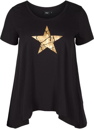 Lyhythihainen a-mallinen t-paita puuvillasta, Black STAR, Packshot image number 0