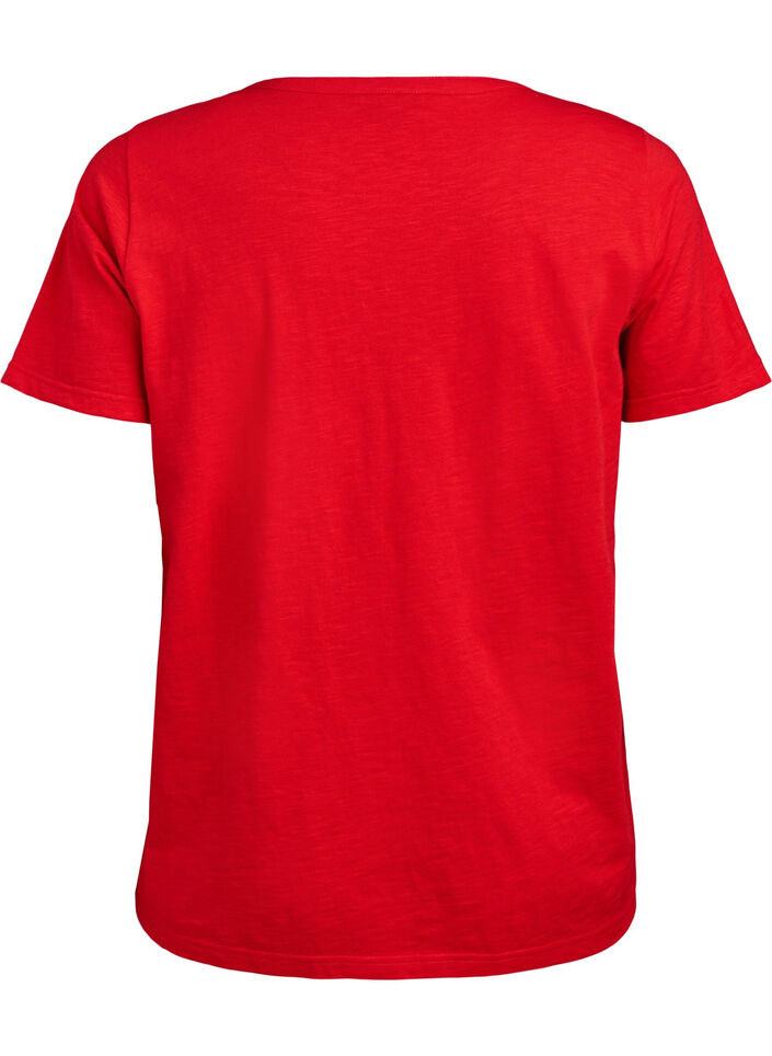 T-paita nappiyksityiskohdalla, Punainen, Packshot image number 1