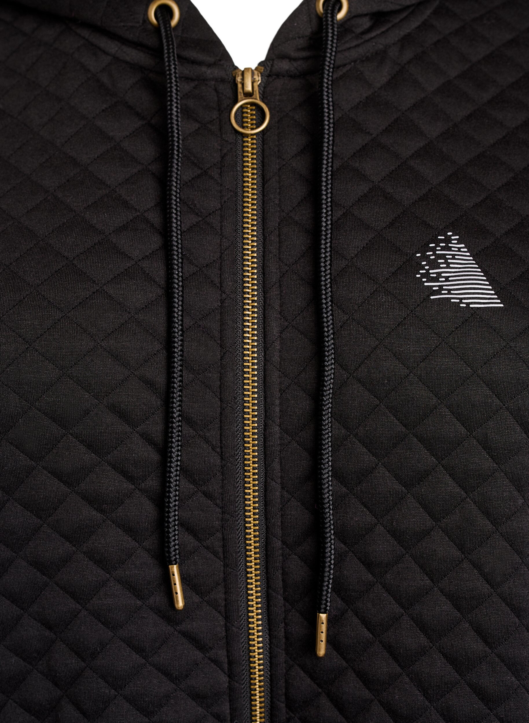 Zizzi Pitk&auml; tikattu vetoketjuhuppari taskuilla, Musta, Packshot image number 2