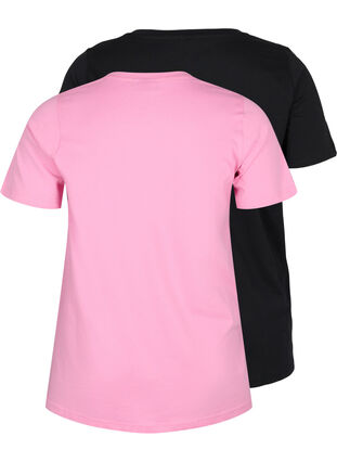 2 perus t-paitaa puuvillasta, Rosebloom / Black, Packshot image number 1