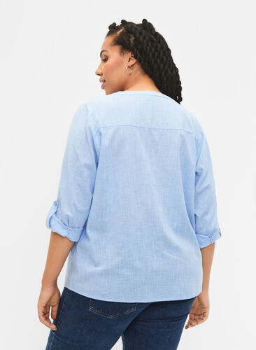 Puuvillainen paitapusero V-kaula-aukolla, Serenity, Model image number 1
