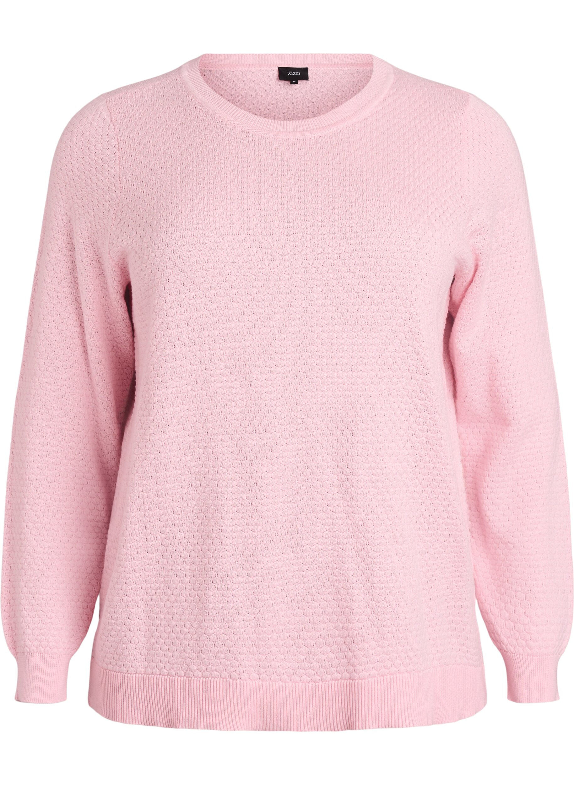 Puuvillainen neulepusero, jossa tekstuurikuvio