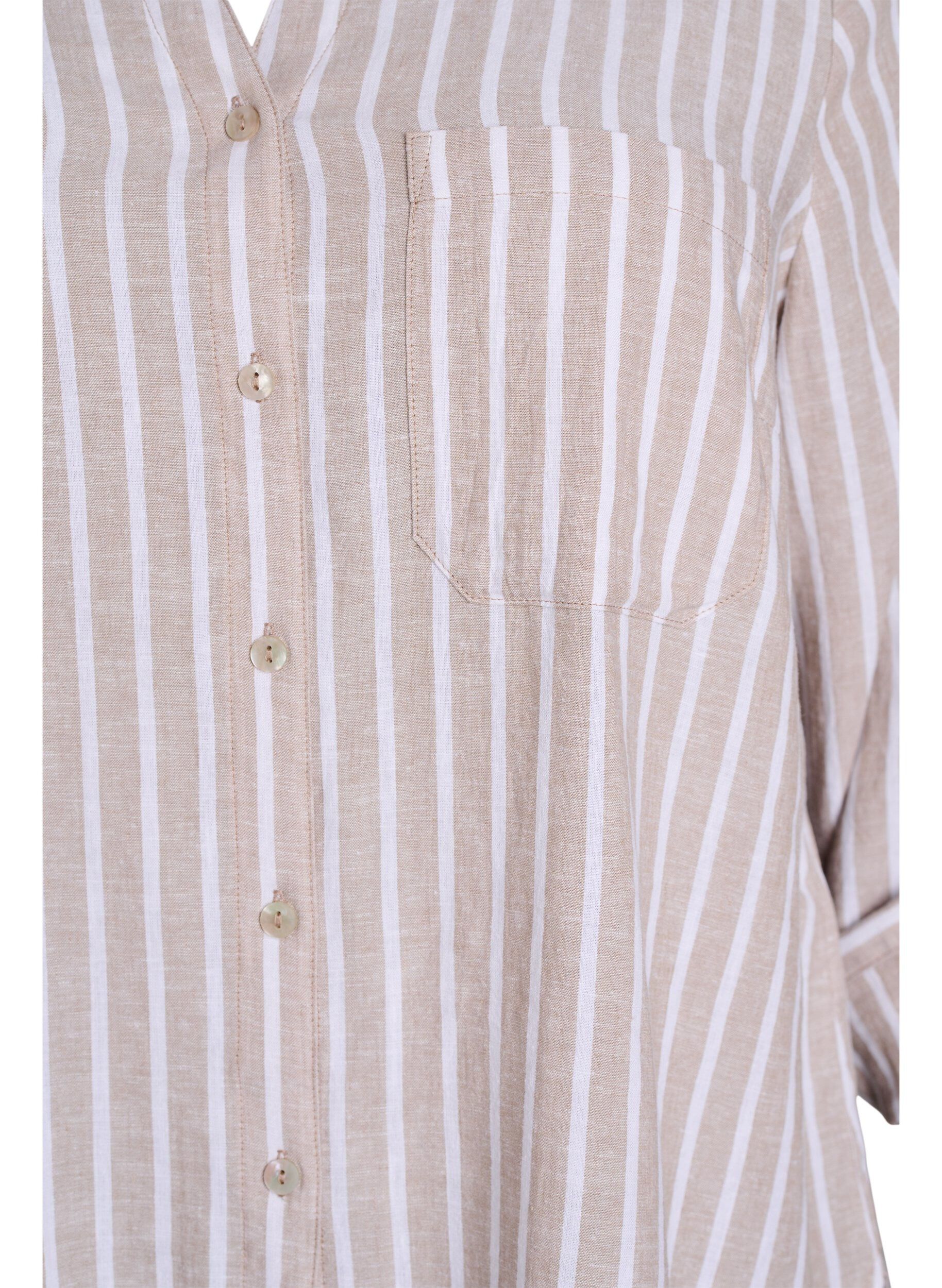 ZizziPaita pellavaa ja viskoosia, 3/4-hihoilla, Beige, Packshot image number 2