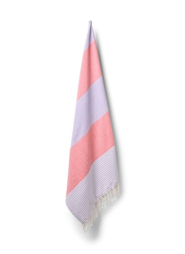 Raidallinen hammam-pyyhe hapsuilla, Pastel Lilac Comb, Packshot image number 0