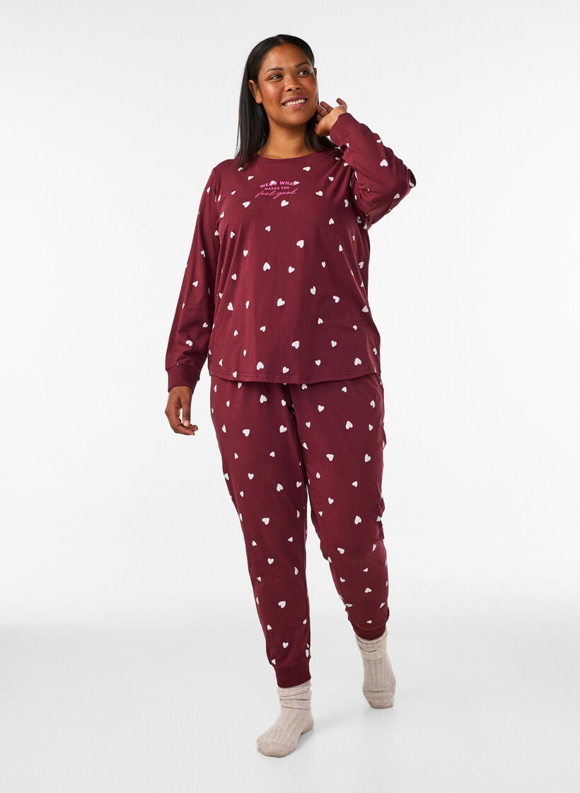 Painetut pyjamahousut, Punainen, Model image number 0