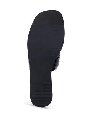 Matalat leveälestiset slip-on sandaalit niiteillä, Black, Packshot image number 4