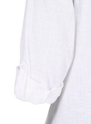 Puuvillainen paitapusero v-aukolla, Bright White, Packshot image number 3