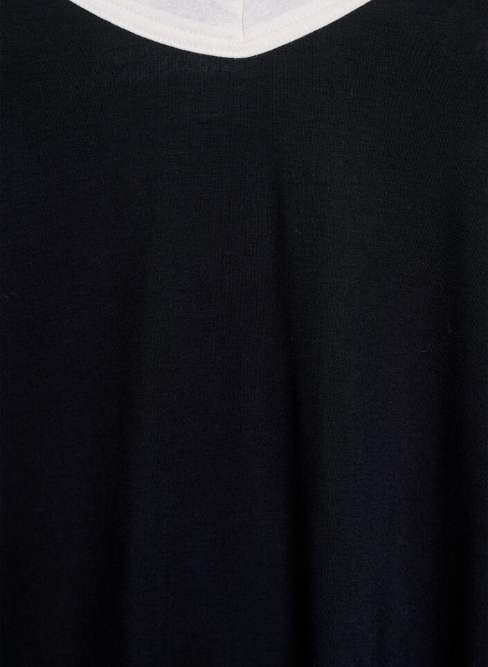 Yötoppi olkaimilla ja V-pääntiellä, Musta, Packshot image number 2