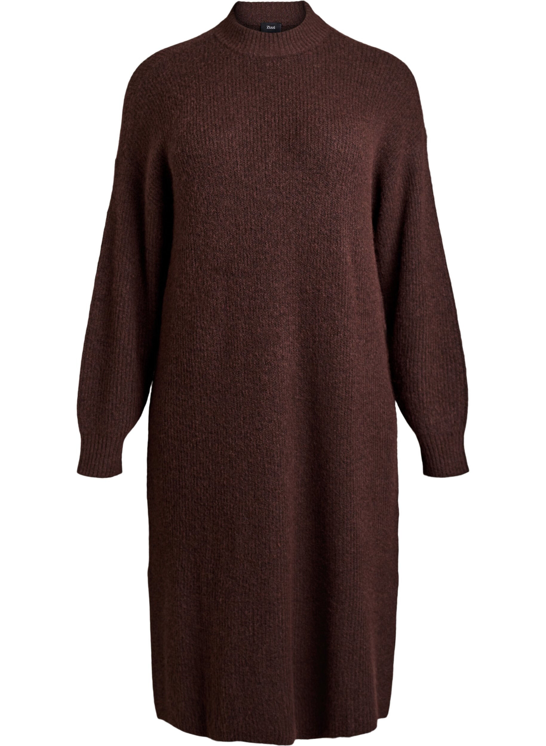 Pitk&auml; neulemekko korkealla kauluksella