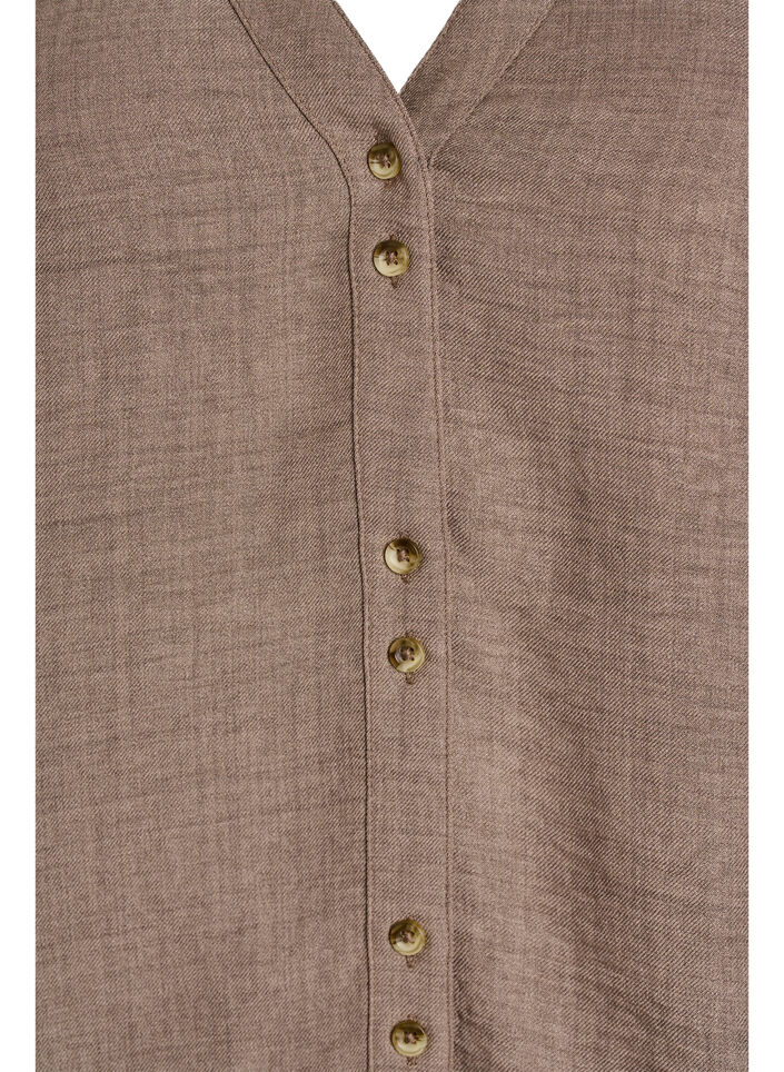 Lyhythihainen paitapusero v-p&auml;&auml;ntiell&auml;, Ruskea, Packshot image number 2