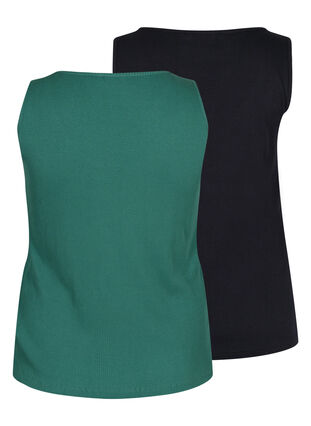 2 kpl pakkaus ribattuja toppeja, Mallard Green/Black, Packshot image number 1