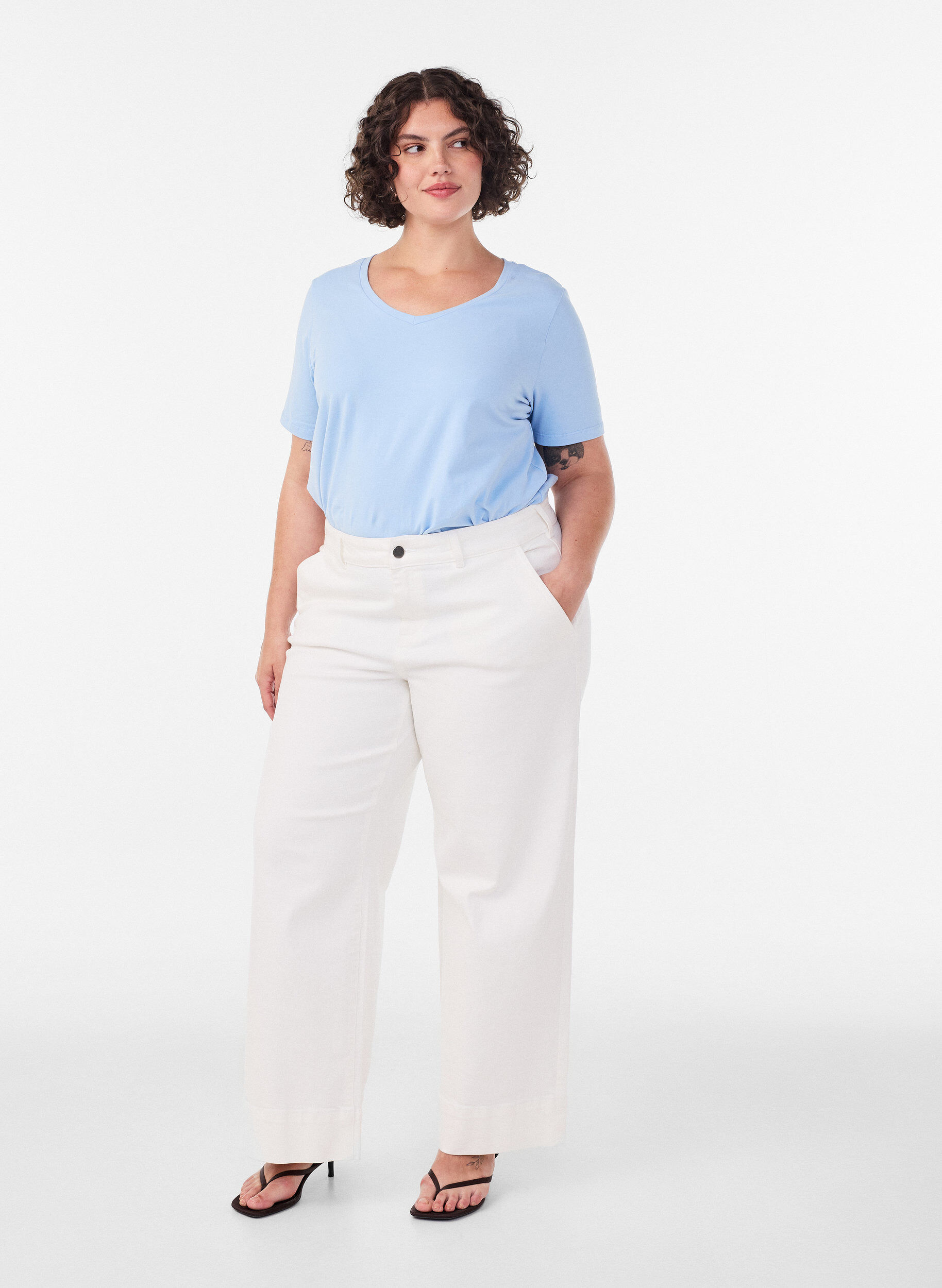 ZizziYksiv&auml;rinen perus t-paita puuvillasta, Sininen, Model image number 1