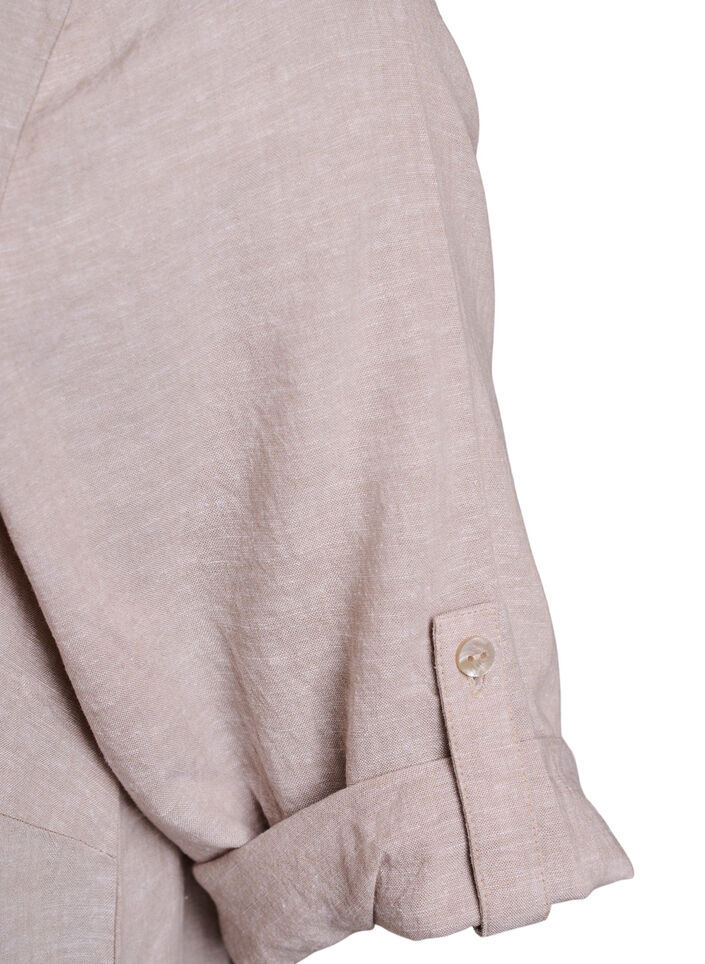 A-mallinen tunika pellavaa ja viskoosia, Beige, Packshot image number 3