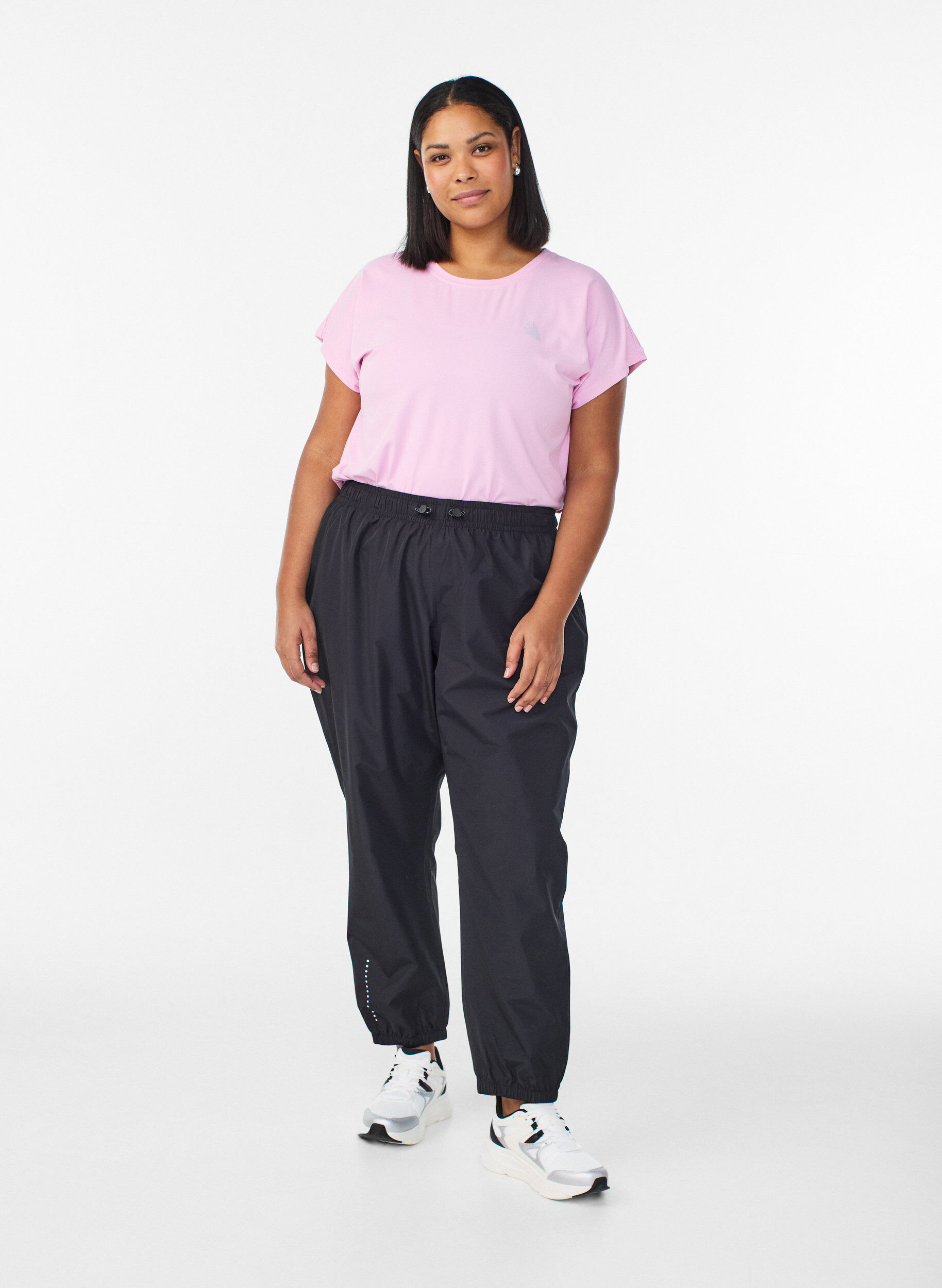 Zizzi Sadehousut heijastimilla, Musta, Model image number 1