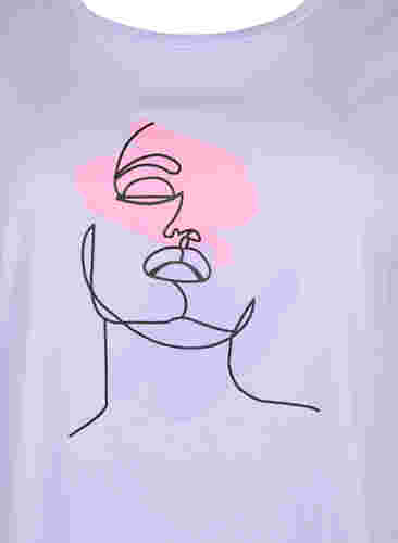 Puuvillainen t-paita pyöreällä pääntiellä ja painatuksella, Lavender FACE, Packshot image number 2