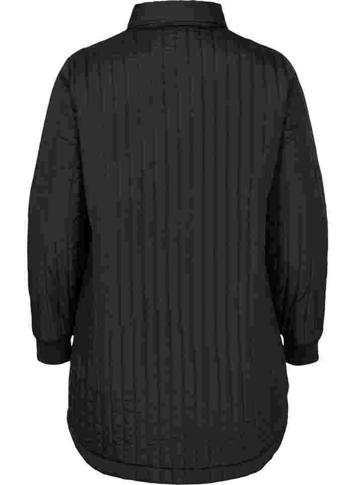 Tikattu takki rintataskulla ja kauluksella , Black, Packshot image number 1