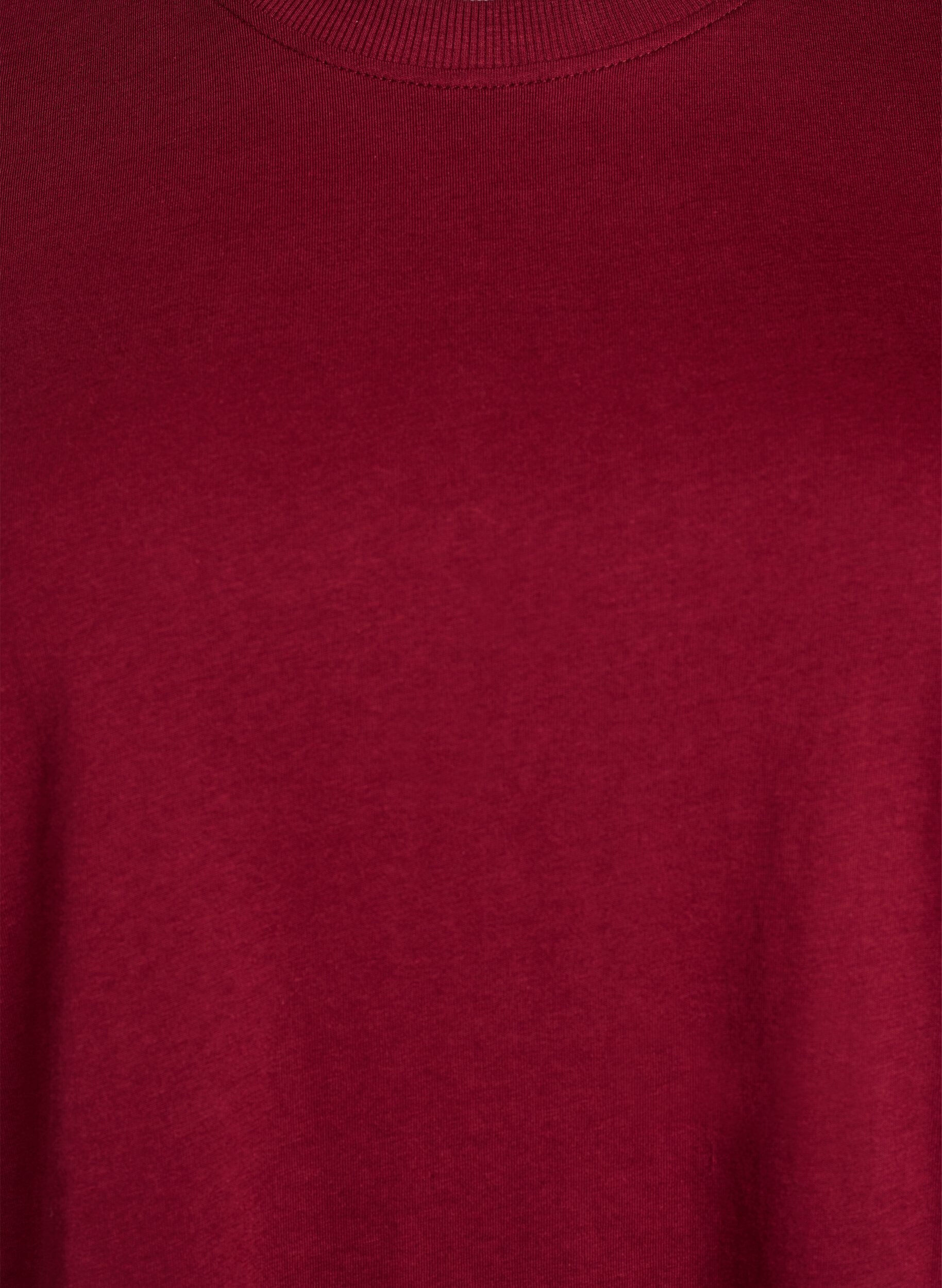 ZizziPuuvillainen perus-T-paita, jossa on py&ouml;re&auml; kaula-aukko, Tumma Bordeaux, Packshot image number 2