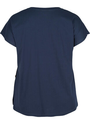 Puuvillainen t-paita napeilla, Black Iris, Packshot image number 1
