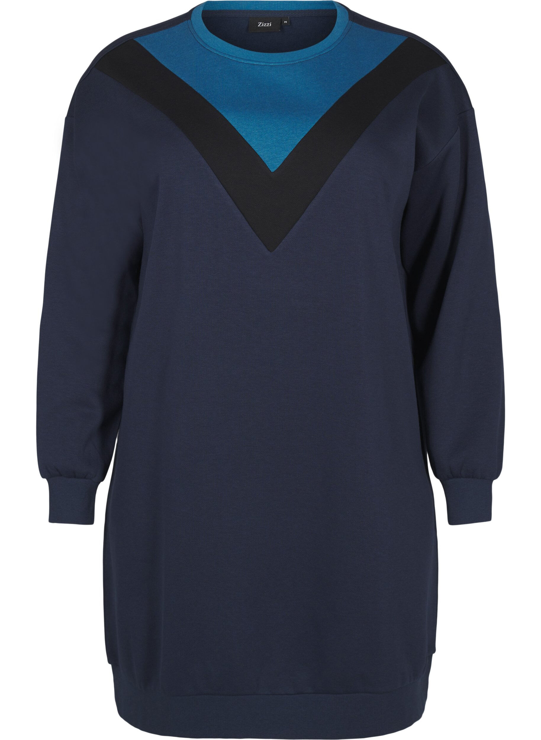 Zizzi Pitk&auml; collegepaita colourblock-kuviolla, Navy B. Color Block, Packshot image number 0