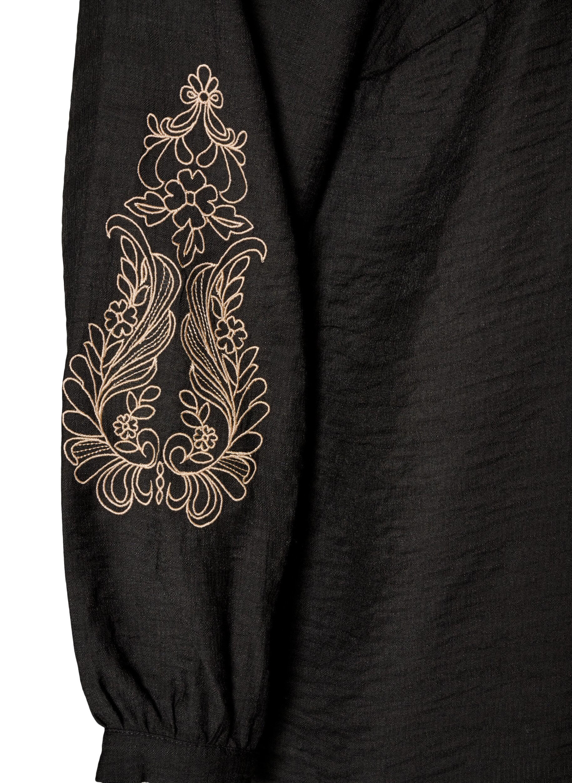 ZizziViskoosipaita kirjotuilla hihoilla, Musta, Packshot image number 3